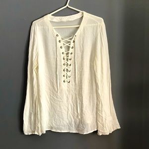 Lace up bell sleeved tunic